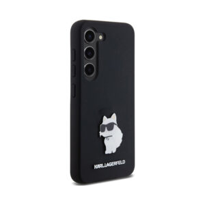 Coque Galaxy S24 Karl Lagerfeld Silicone Choupette Metal Pin noire — visuel 4