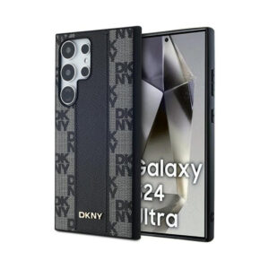Coque Galaxy S24 Ultra DKNY Leather Checkered Mono Pattern MagSafe noire