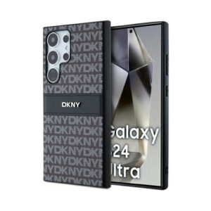 Coque Galaxy S24 Ultra DKNY Leather Mono Stripe & Metal Logo - Samsung noire