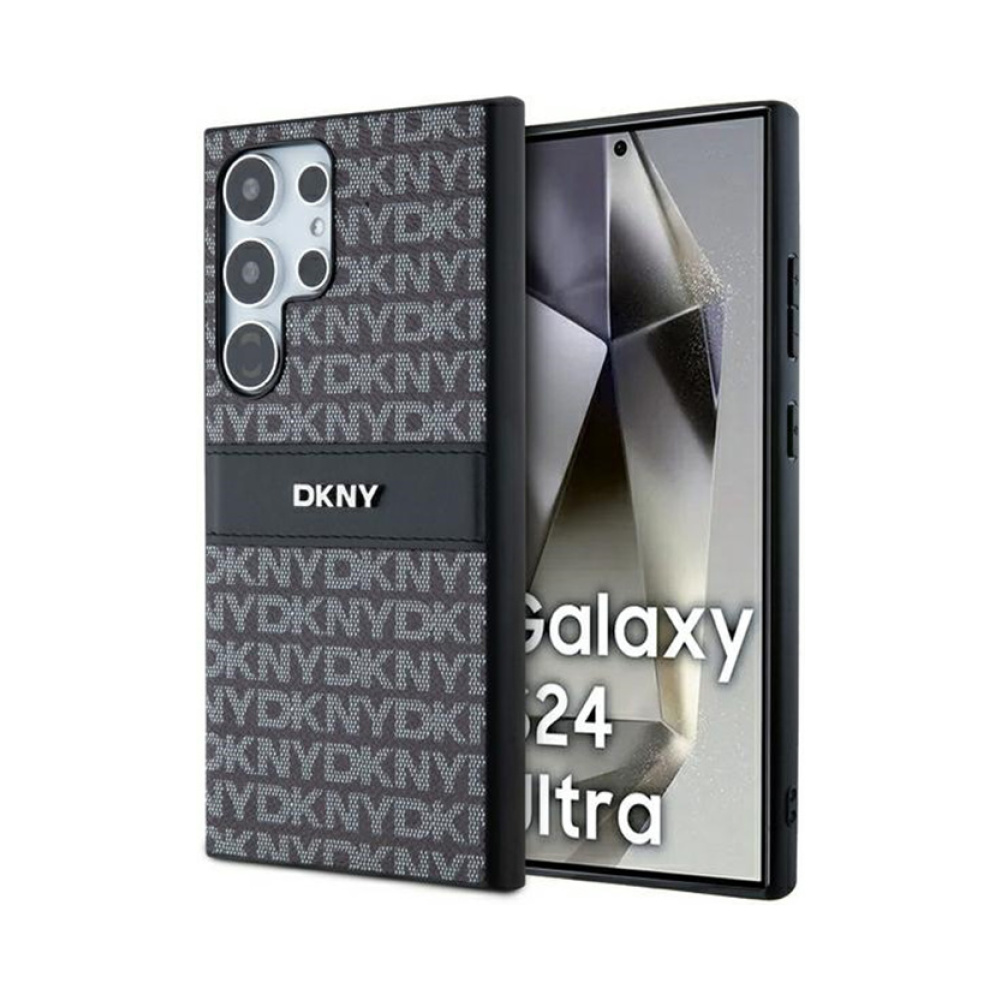 Coque Galaxy S24 Ultra DKNY Leather Mono Stripe & Metal Logo - Samsung noire