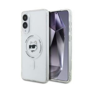 Coque Galaxy S25 Edge Karl Lagerfeld Button Choupette Head Printed Logo MagSafe blanche