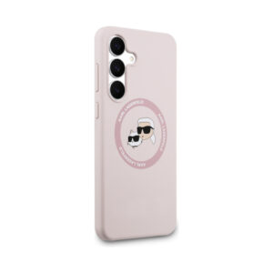 Coque Galaxy S25 FE Karl Lagerfeld Silicone Karl & Choupette Heads MagSafe – Case Samsung rose — visuel 4