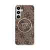 Coque Galaxy S25 Guess 4G Glitter Triangle Buttons MagSafe brune