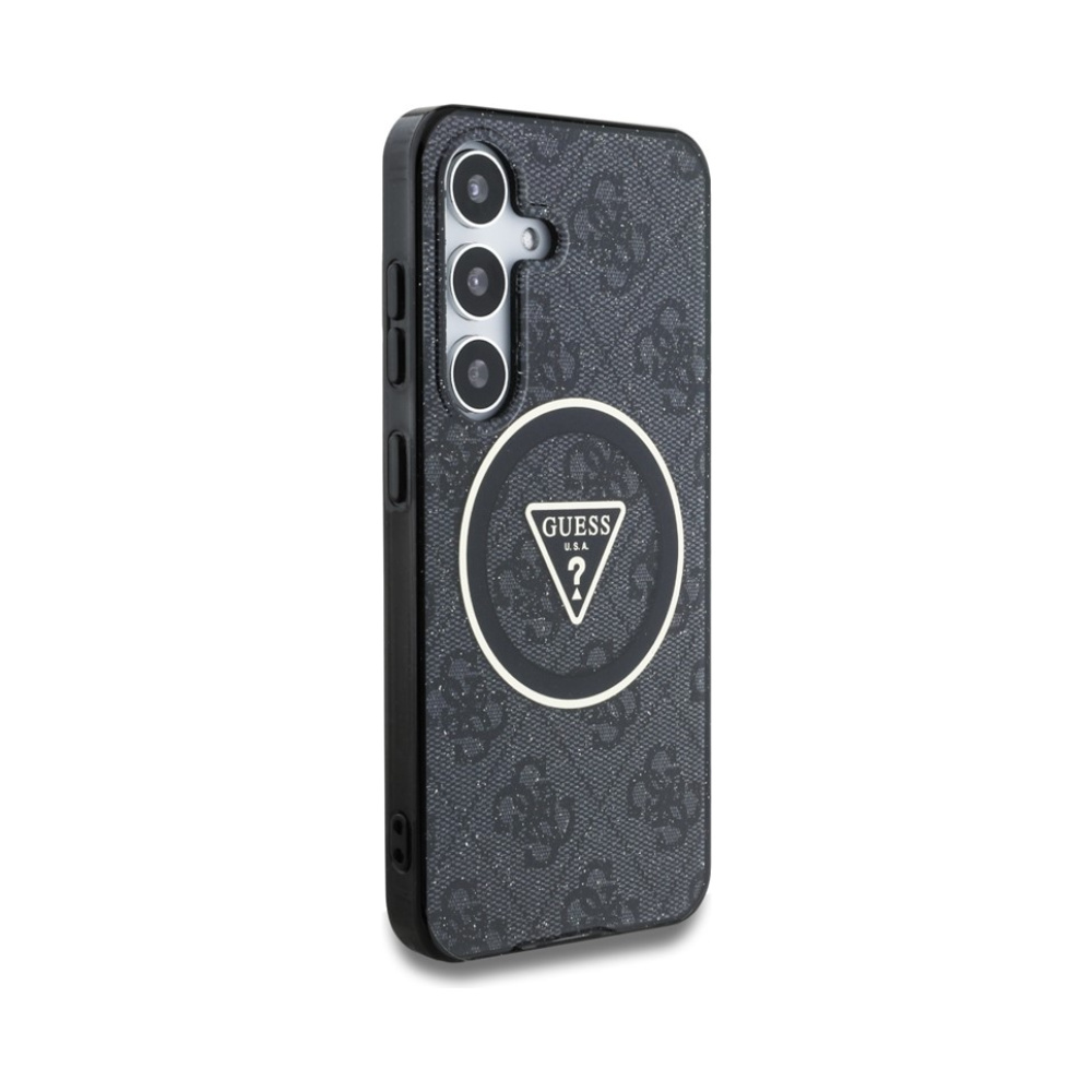 Coque Galaxy S25 Guess 4G Glitter Triangle Buttons MagSafe noire — visuel 4