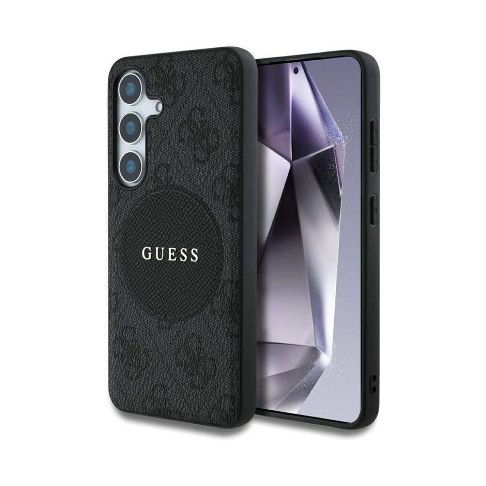 Coque Galaxy S25+ Guess 4G Round Patch Classic Logo MagSafe noire