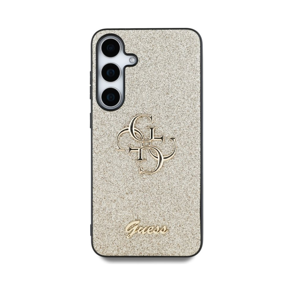 Coque Galaxy S25 Guess Fixed Glitter Big 4G Metal Logo dorée — visuel 3