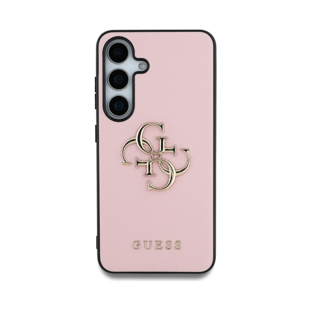 Coque Galaxy S25 Guess Grained Big 4G Logo Small Classic Logo rose — visuel 3