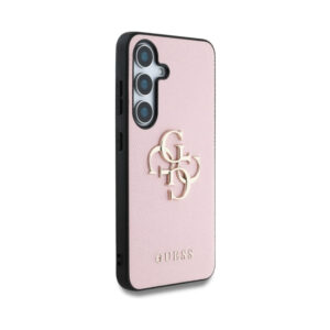 Coque Galaxy S25 Guess Grained Big 4G Logo Small Classic Logo rose — visuel 4