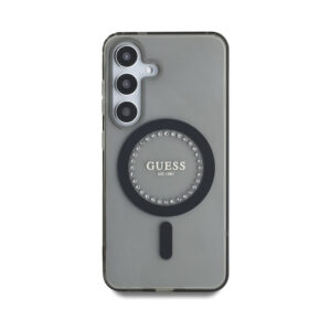 Coque Galaxy S25 Guess Rhinestones Printed Classic Logo MagSafe noire — visuel 3