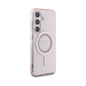 Coque Galaxy S25 Guess Rhinestones Printed Classic Logo MagSafe rose — visuel 4