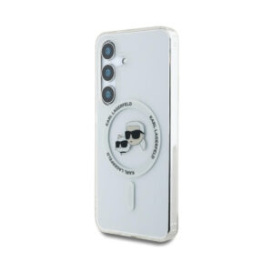 Coque Galaxy S25 Karl Lagerfeld Button Karl & Choupette Heads Printed Logo MagSafe blanche — visuel 2