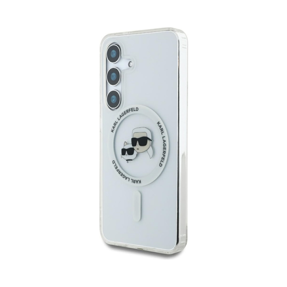 Coque Galaxy S25 Karl Lagerfeld Button Karl & Choupette Heads Printed Logo MagSafe blanche — visuel 2