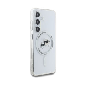 Coque Galaxy S25 Karl Lagerfeld Button Karl & Choupette Heads Printed Logo MagSafe blanche — visuel 4