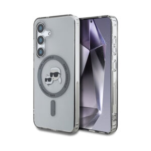 Coque Galaxy S25 Karl Lagerfeld Button Karl & Choupette Heads Printed Logo MagSafe noire