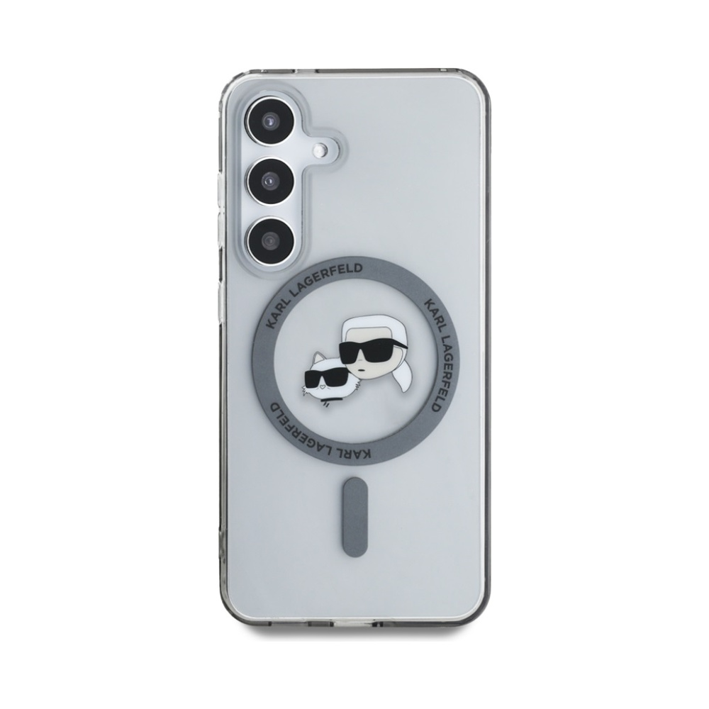 Coque Galaxy S25 Karl Lagerfeld Button Karl & Choupette Heads Printed Logo MagSafe noire — visuel 3