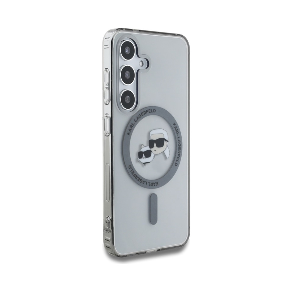 Coque Galaxy S25 Karl Lagerfeld Button Karl & Choupette Heads Printed Logo MagSafe noire — visuel 4