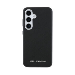 Coque Galaxy S25 Karl Lagerfeld Saffiano Full Wrapped Elongated Metal Logo MagSafe noire — visuel 3