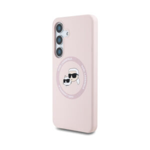 Coque Galaxy S25 Karl Lagerfeld Silicone Double Heads And Circle MagSafe rose — visuel 2