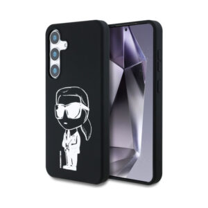Coque Galaxy S25 Karl Lagerfeld Silicone Graffiti Ikonik Printed Logo MagSafe noire
