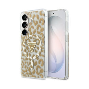 Coque Galaxy S26 Guess IML Leopard Print Triangle MagSafe - Samsung brune