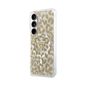 Coque Galaxy S26 Guess IML Leopard Print Triangle MagSafe - Samsung brune — visuel 2