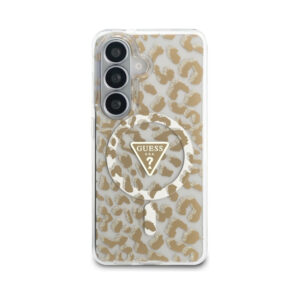 Coque Galaxy S26 Guess IML Leopard Print Triangle MagSafe - Samsung brune — visuel 3