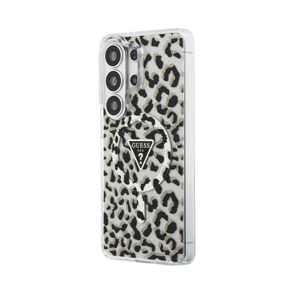 Coque Galaxy S26 Ultra Guess IML Leopard Print Triangle MagSafe - Samsung noire — visuel 2