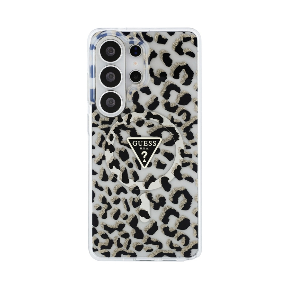 Coque Galaxy S26 Ultra Guess IML Leopard Print Triangle MagSafe - Samsung noire — visuel 3