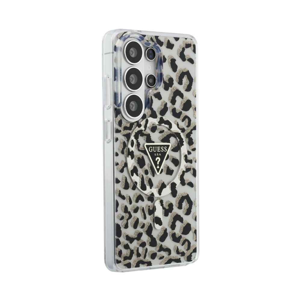 Coque Galaxy S26 Ultra Guess IML Leopard Print Triangle MagSafe - Samsung noire — visuel 4