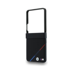 Coque Galaxy Z Flip 8 BMW M Leather Perforated Tricolor Stripe Metal Logos MagSafe - Samsung noire — visuel 5