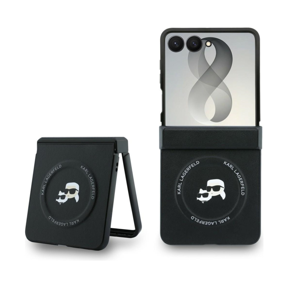 Coque Galaxy Z Flip 8 Karl Lagerfeld Karl & Choupette Pins MagSafe - Samsung noire