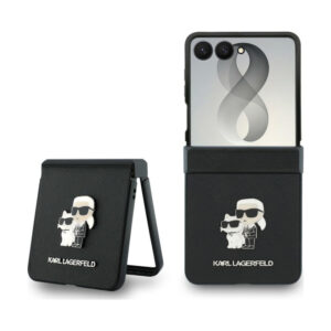 Coque Galaxy Z Flip 8 Karl Lagerfeld Karl & Choupette Saffiano Pins - Samsung noire