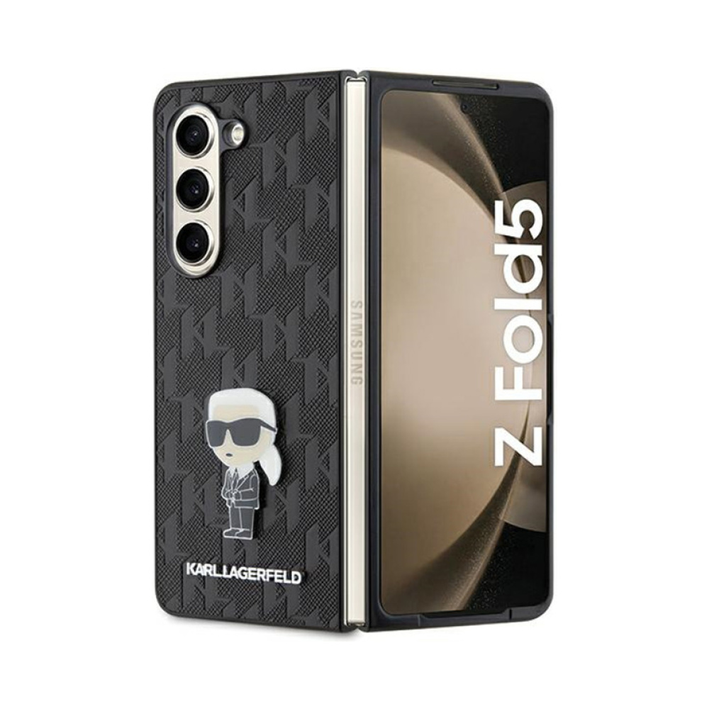 Coque Galaxy Z Fold 5 Karl Lagerfeld NFT Saffiano Monogram Ikonik Pin - Samsung noire