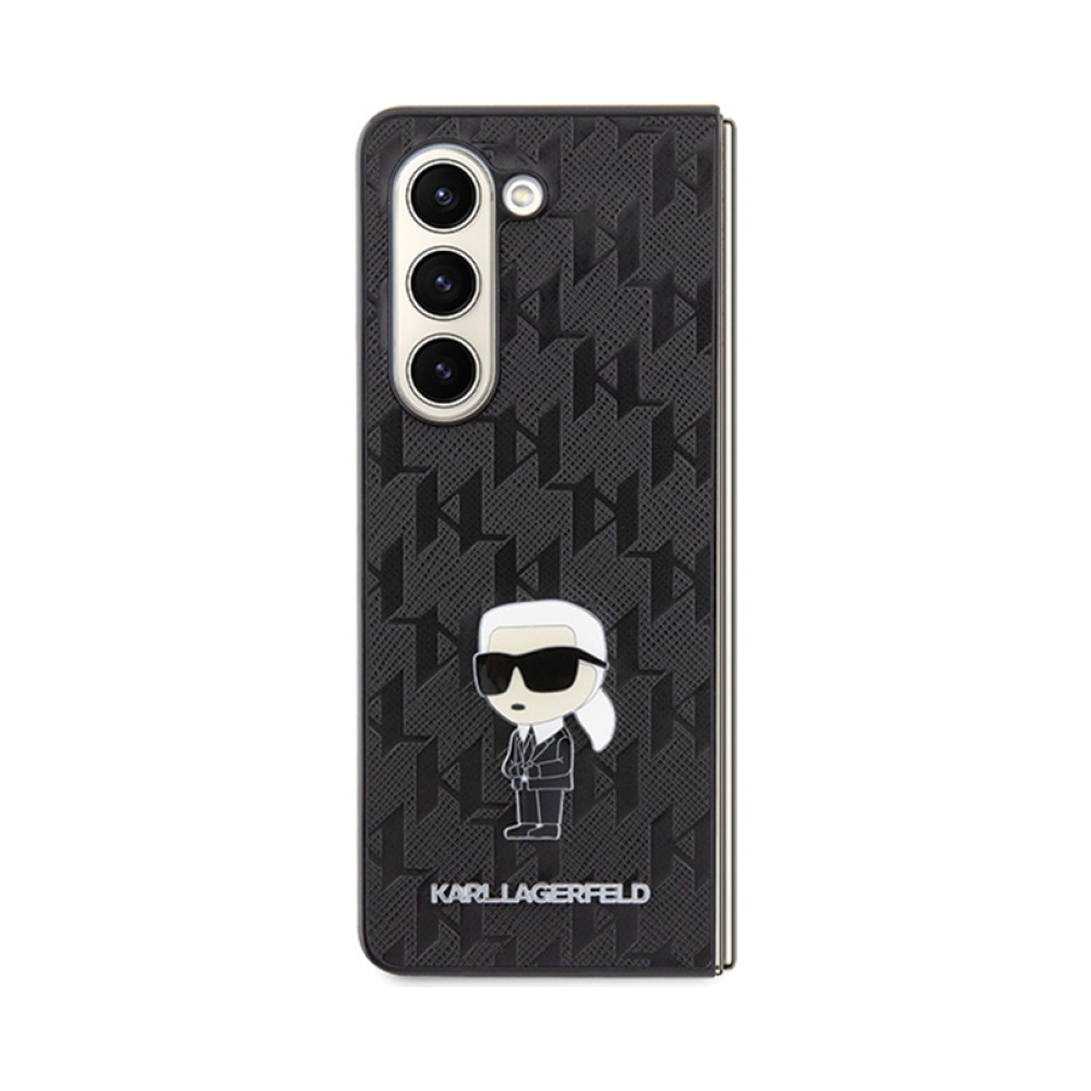 Coque Galaxy Z Fold 5 Karl Lagerfeld NFT Saffiano Monogram Ikonik Pin - Samsung noire — visuel 2