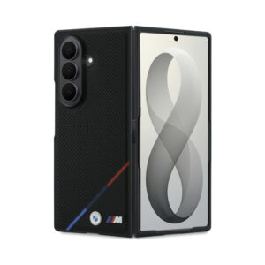 Coque Galaxy Z Fold 8 BMW M Leather Perforated Tricolor Stripe Metal Logos MagSafe - Samsung noire