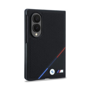 Coque Galaxy Z Fold 8 BMW M Leather Perforated Tricolor Stripe Metal Logos MagSafe - Samsung noire — visuel 3