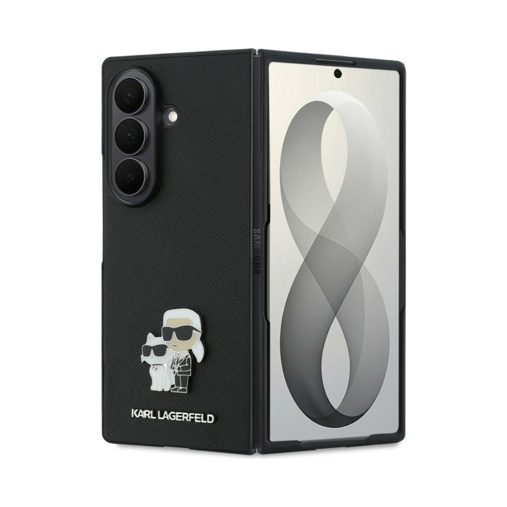 Coque Galaxy Z Fold 8 Karl Lagerfeld Saffiano Karl & Choupette Pin - Samsung noire