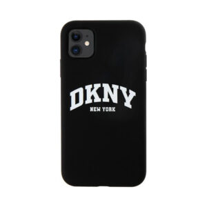 Coque iPhone 11 DKNY Liquid Silicone White Printed Logo MagSafe noire — visuel 3