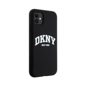 Coque iPhone 11 DKNY Liquid Silicone White Printed Logo MagSafe noire — visuel 4