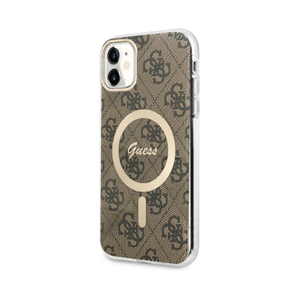 Coque iPhone 11 Guess 4G MagSafe brune