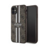 Coque iPhone 11 Guess 4G Printed Stripes MagSafe brune