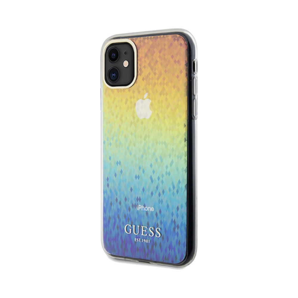 Coque iPhone 11 Guess IML Faceted Mirror Disco Iridescent — visuel 2
