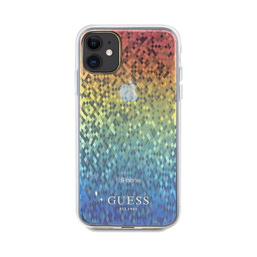 Coque iPhone 11 Guess IML Faceted Mirror Disco Iridescent — visuel 3
