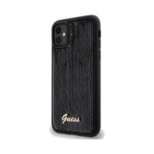 Coque iPhone 11 Guess Sequin Script Metal noire — visuel 2