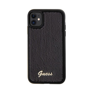 Coque iPhone 11 Guess Sequin Script Metal noire — visuel 3