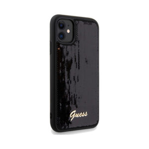 Coque iPhone 11 Guess Sequin Script Metal noire — visuel 4