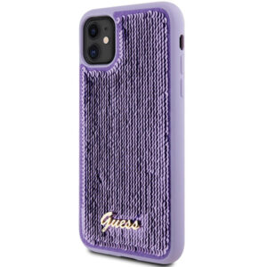 Coque iPhone 11 Guess Sequin Script Metal violette — visuel 2