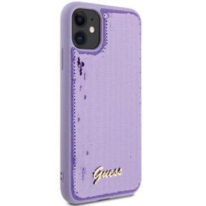 Coque iPhone 11 Guess Sequin Script Metal violette — visuel 3
