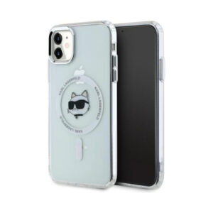 Coque iPhone 11 Karl Lagerfeld IML Metal Choupette Head MagSafe blanche