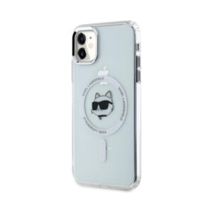 Coque iPhone 11 Karl Lagerfeld IML Metal Choupette Head MagSafe blanche — visuel 2